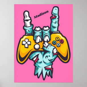 Poster de Gamer Zombie de nome personalizado