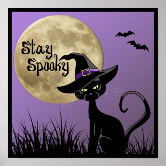 Poster de Gato de Bruxas do Halloween Spooky