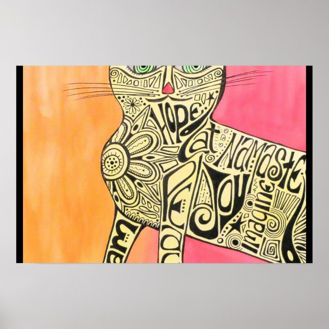 Poster de Gato de Inspiração abstrato (Frente)