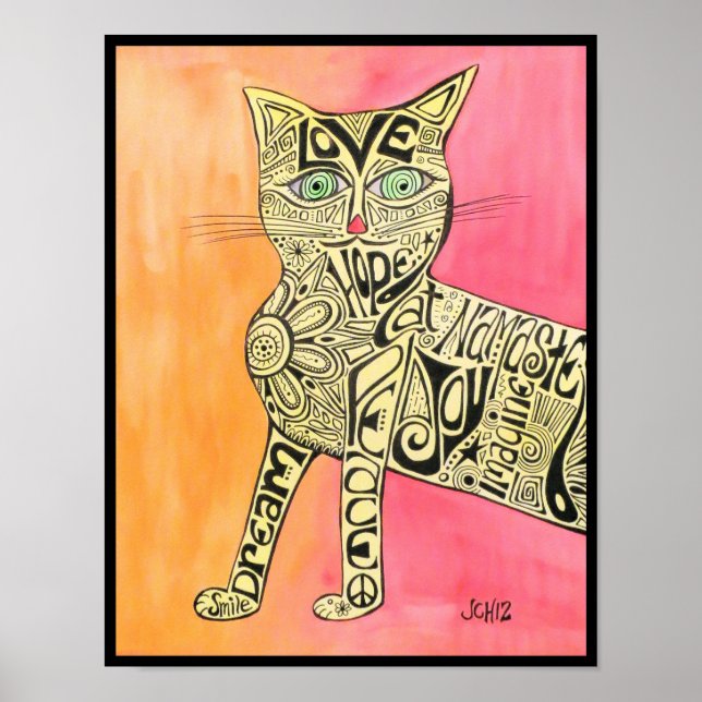 Poster de Gato de Inspiração abstrato (Frente)