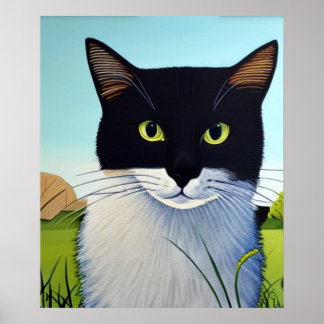 Poster de gato de verão ligeiramente insatisfeito