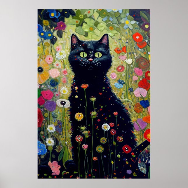 Poster de Gato do Jardim Gustav Klimt (Frente)