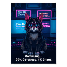 Poster de Gato do Programador Engraçado - "Compila