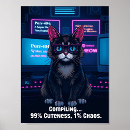 Poster de Gato do Programador Engraçado - "Compila