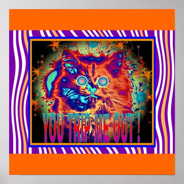 Poster de Gato Elétrico Psicodélico (Frente)