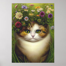 Poster De Gato Floral Vintage Para Decoupage Ou Co