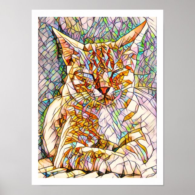 Poster de gato mosaico (Frente)