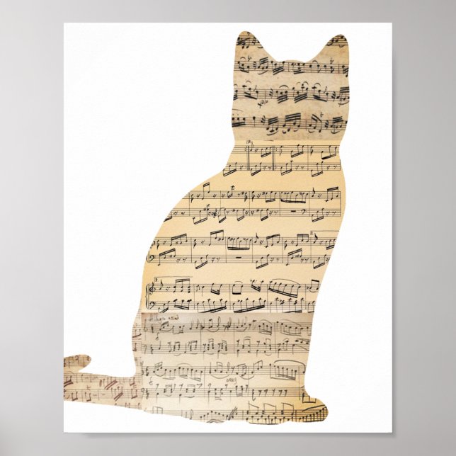 Poster de Gato Musical - Adicione sua própria Cor  (Frente)