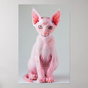 Poster de Gato Sphynx Rosa Adorável