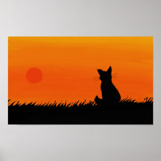 Poster de gato sunset