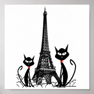 poster de gatos da torre eiffel