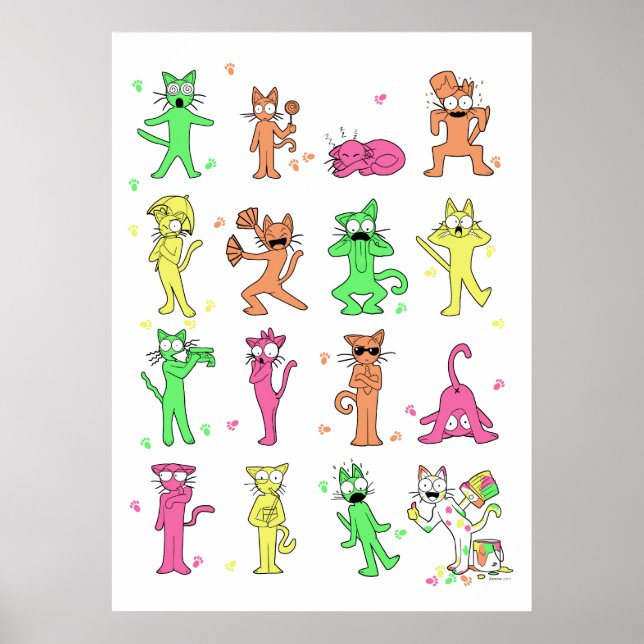 Poster de Gatos de Cor (Frente)