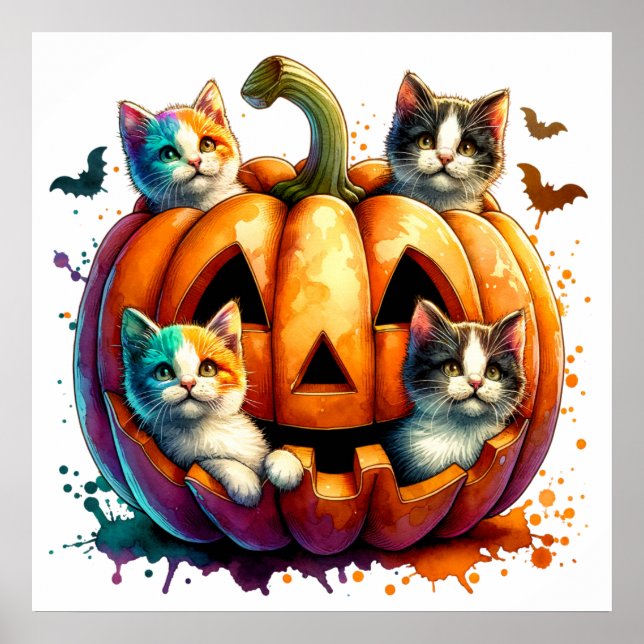 Poster de Gatos Halloween (Frente)