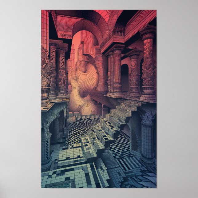 Poster de Geometria De Dobragem Da Mente - Jardim  (Frente)