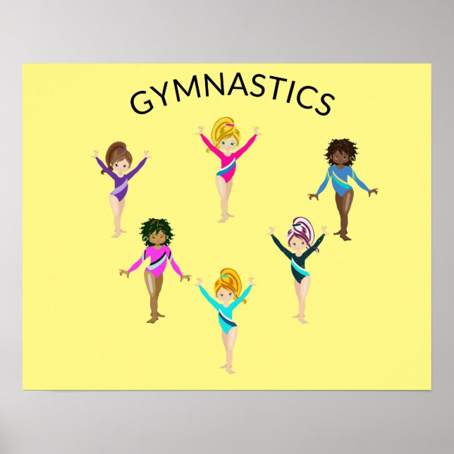 Poster de ginástica com 6 ginastas (Frente)
