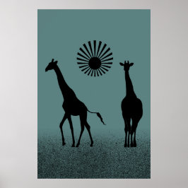 Poster de girafa design selvagem
