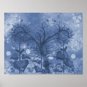 Poster de girassol azul