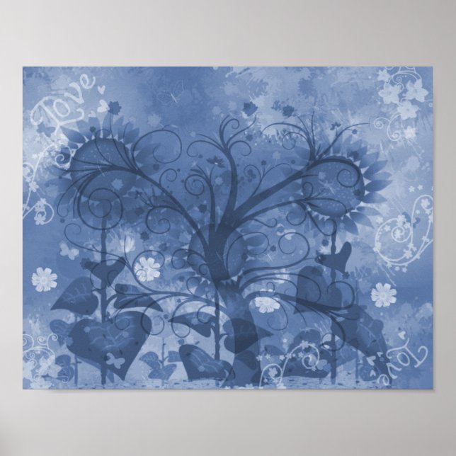 Poster de girassol azul (Frente)