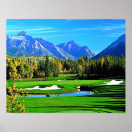 Poster de Golfe com Imagem de Montanha Verde do Cé