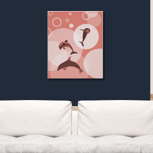 Poster de Golfinhos de Onda Rosa Trendente