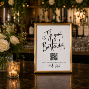 Poster Dê Gorjeta Ao Seu Barman Com Sinal De Código QR