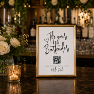 Poster Dê Gorjeta Ao Seu Barman Com Sinal De Código QR