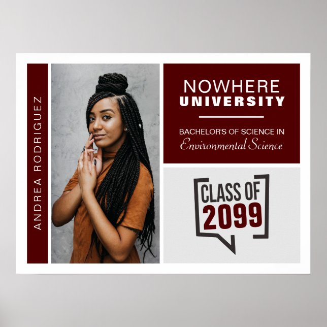 Poster de Graduação de Caixas e Fotos Maroon (Frente)