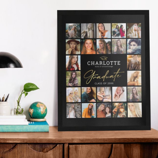 Poster de Graduação de Colagem de Fotos Dourada a  (Criador carregado)