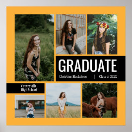 Poster de Graduação de Fotos Amarelo e Preto 6
