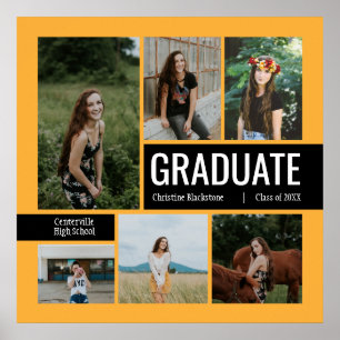 Poster de Graduação de Fotos Amarelo e Preto 6