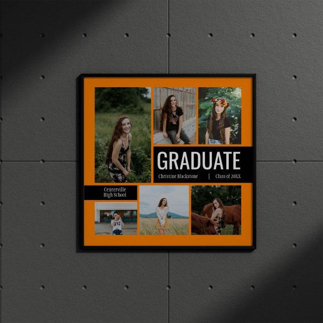 Poster de Graduação de Fotos Laranja e Preto 6 (Criador carregado)