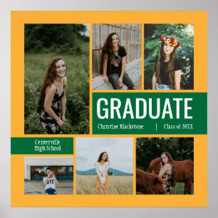 Poster de Graduação de Fotos Verde e Amarelo 6