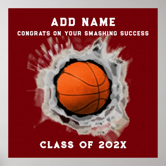 Poster de Graduação de Mais velho de Basquete (Frente)