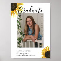 Poster de Graduação Rustic Sunflower