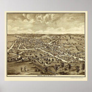 Póster De Graff, mapa panorâmico do OH - 1875