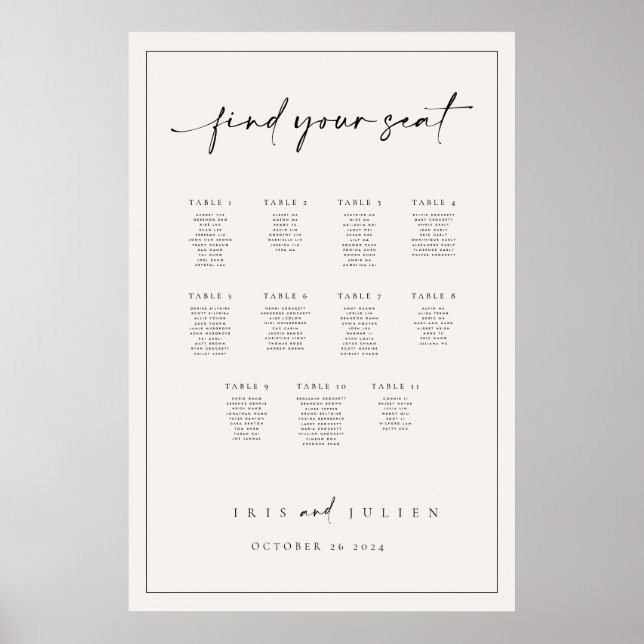 Poster de Gráfico de Assentos Iris (Frente)