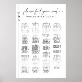 Poster de Gráfico de Casamento Alfabético Monogram