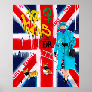 Poster de Grafite "rainha Elizabeth"