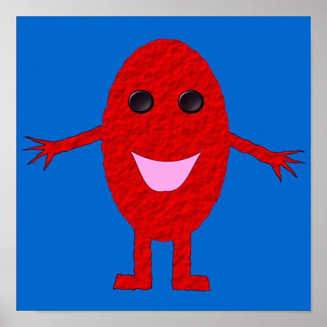 Poster de Grama Vermelha Feliz (Frente)