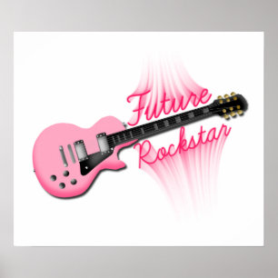 Poster de guitarra rosa Futuro Rockstar