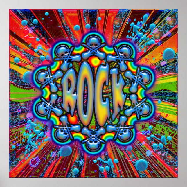 POSTER DE GUITARRAS DE ROCHA RETRO E HÁCULAS (Frente)