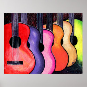 Poster de Guitarras Multicoloridas por Loni
