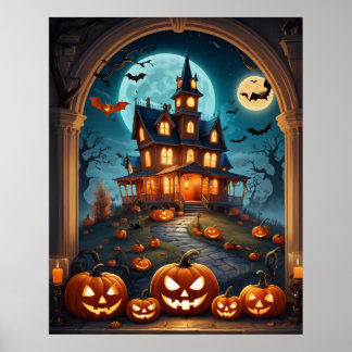 Poster de Halloween 2024, abóbora, assustadora, ha