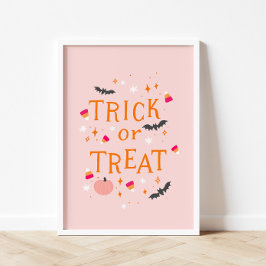 Poster de Halloween Rosa De Truque Ou Tratar