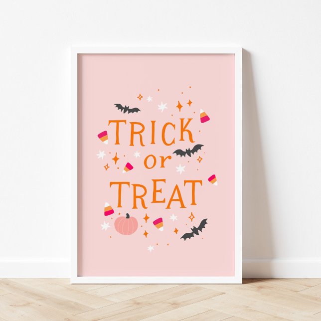 Poster de Halloween Rosa De Truque Ou Tratar (Criador carregado)