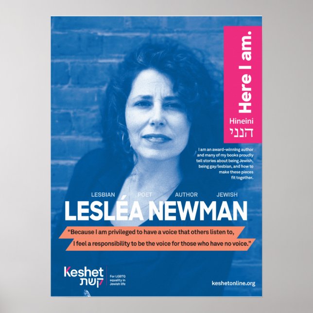 Poster de Heróis Judeus LGBTQ - Leslea Newman (Frente)