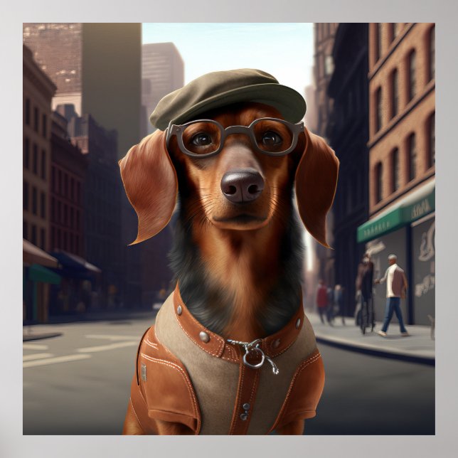 Poster de Hipster de Dachshund (Frente)