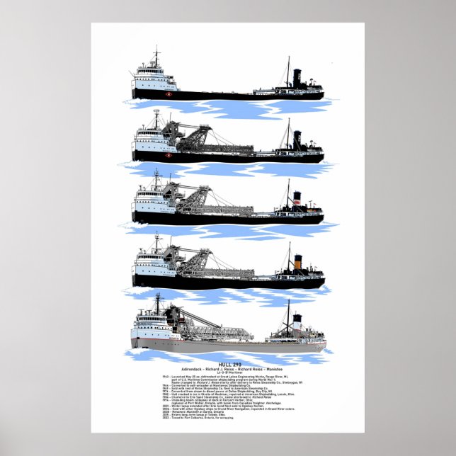 Poster de história do Lago Freighter Manistee (Frente)