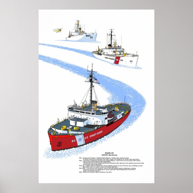 POSTER de História do USCGC Mackinaw WAGB-83 (Frente)