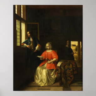 Poster De Hooch - Interior Com Uma Jovem Lendo Um L...